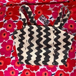 Wavy jean denim zipper top 100% cotton crop 70s 90s psychedelic